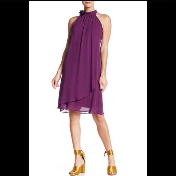 SL Fashions Dresses & Skirts - SL.Fashion Flower Mock Neck Woven Dress light plum
